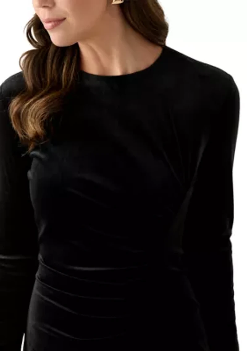 Women's Long Sleeve Mock Neck Ruched Sheath Dress