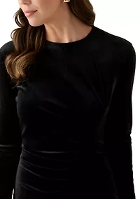 Women's Long Sleeve Mock Neck Ruched Sheath Dress
