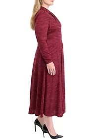 Plus High Neck Solid Fit and Flare Dress