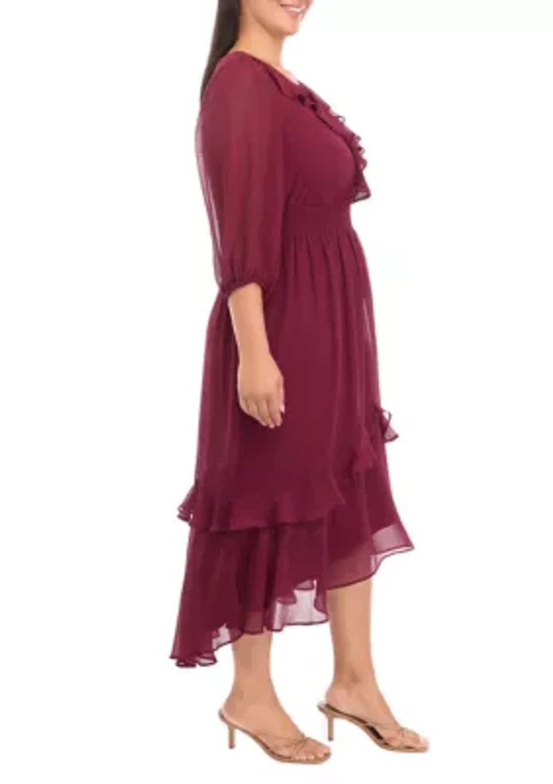 Plus Solid Midi Dress