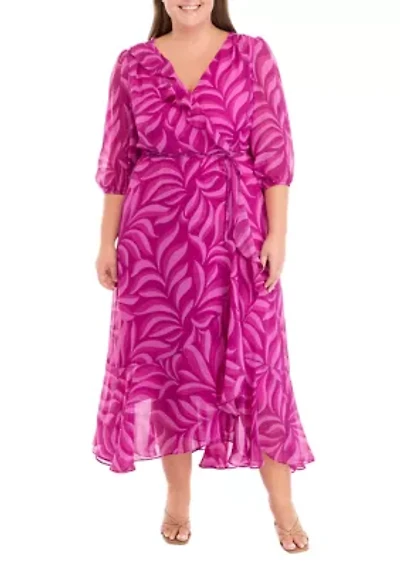 Plus Printed Chiffon Maxi Dress