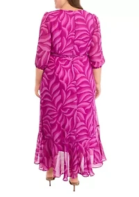 Plus Printed Chiffon Maxi Dress