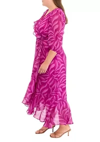 Plus Printed Chiffon Maxi Dress