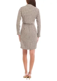 Women's Long Sleeve Collared Button Detail Jacket Dress
