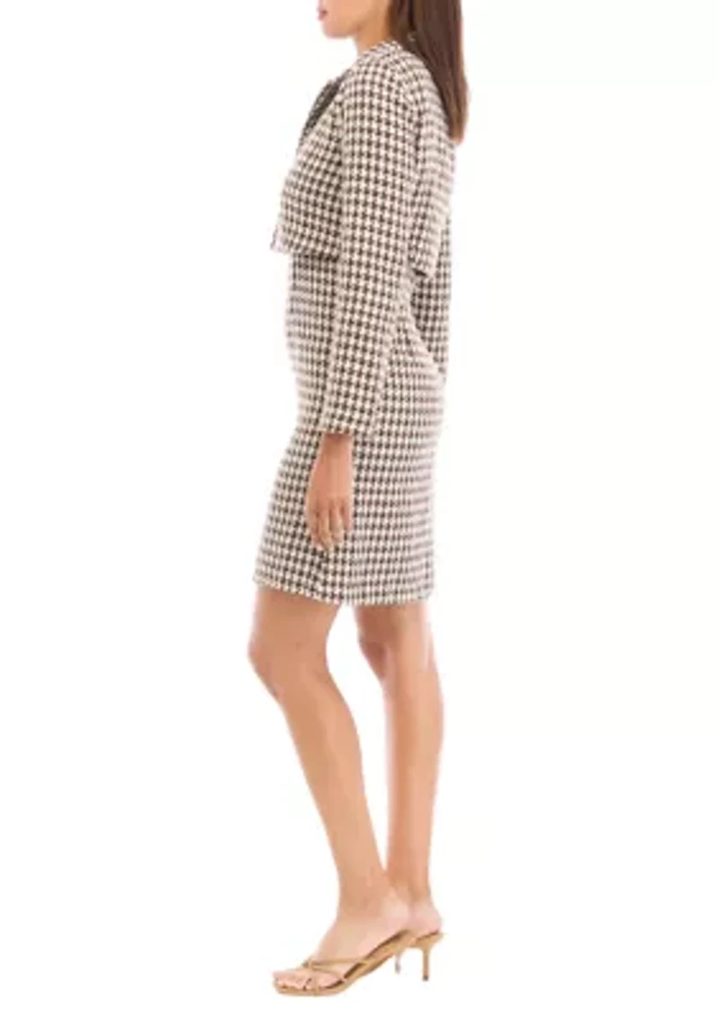 Women's Long Sleeve Collared Button Detail Jacket Dress