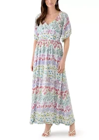 Women's V-Neck Printed Alora Maxi Dress