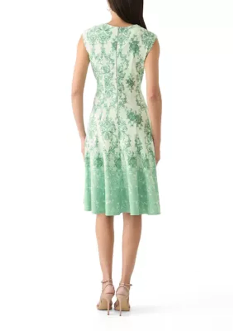 Women's Cap Sleeve Printed A-Line Dress