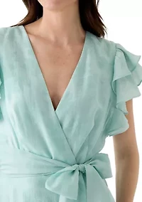 Women's Flutter Sleeve Floral Print Chiffon Dress