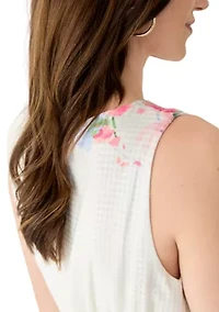 Women's Sleeveless V-Neck Floral Printed Chiffon Dress