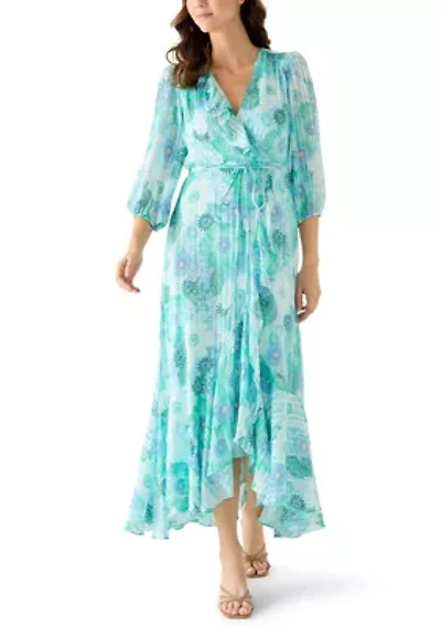 Women's Watercolor Chiffon Maxi Dress