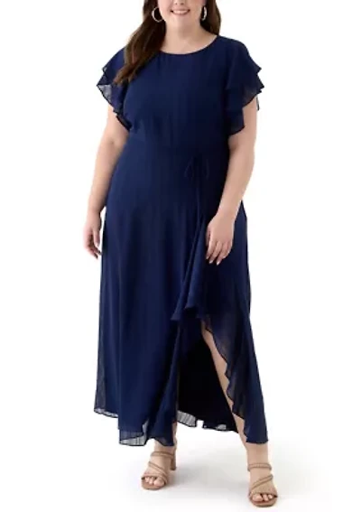 Plus Ruffled Chiffon Dress