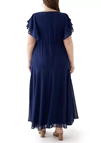 Plus Ruffled Chiffon Dress