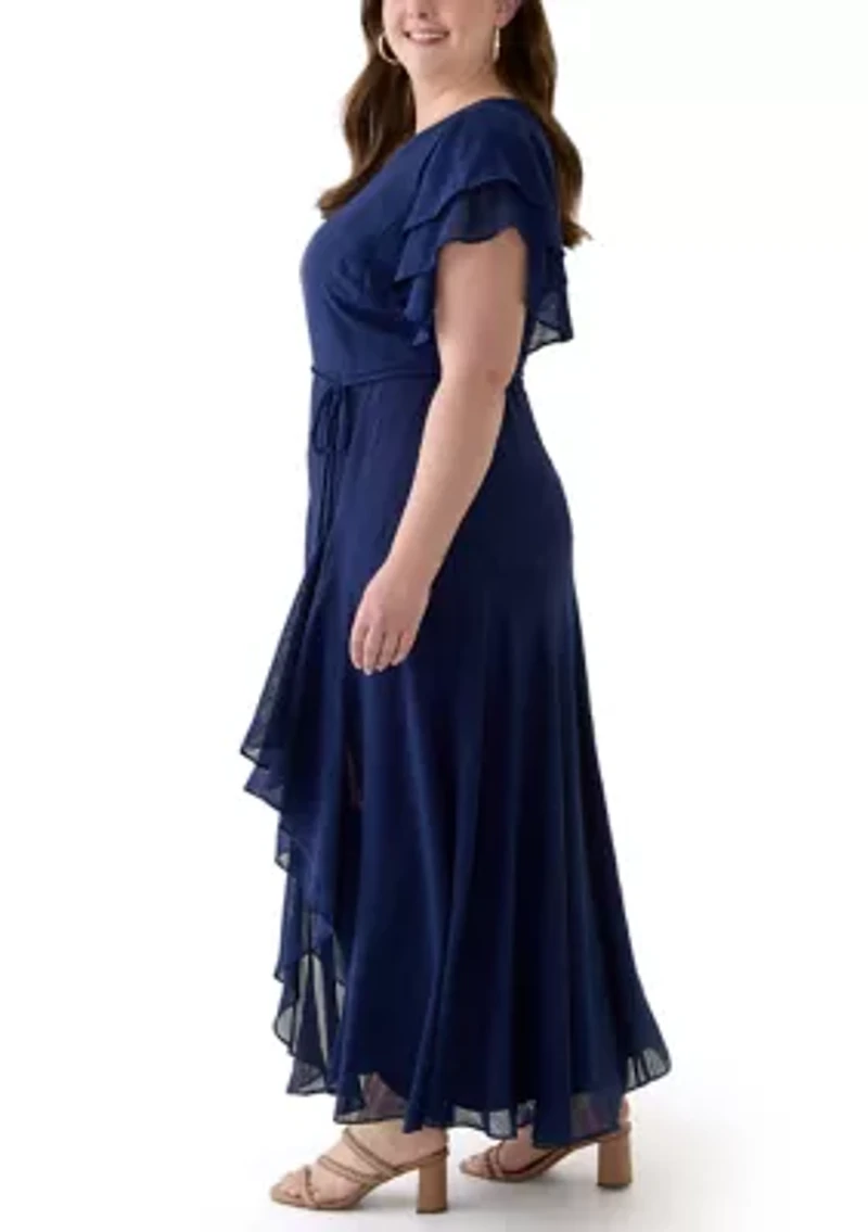 Plus Ruffled Chiffon Dress