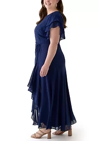 Plus Ruffled Chiffon Dress