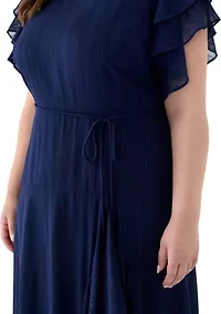 Plus Ruffled Chiffon Dress