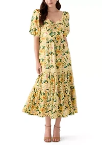 Women's Sweetheart Neck Puff Sleeve Floral Maxi Dress