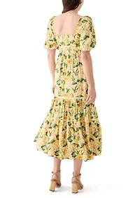 Women's Sweetheart Neck Puff Sleeve Floral Maxi Dress