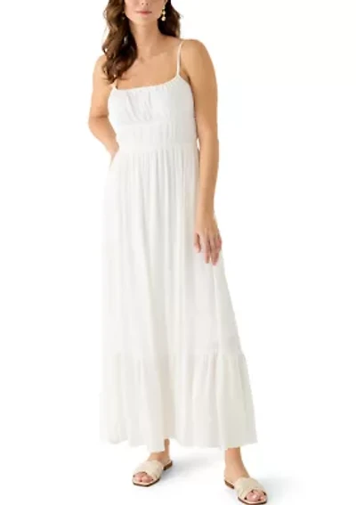 Women's Sleeveless Square Neck Solid Chiffon Dress