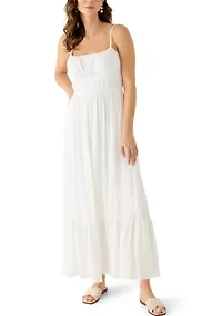 Women's Sleeveless Square Neck Solid Chiffon Dress