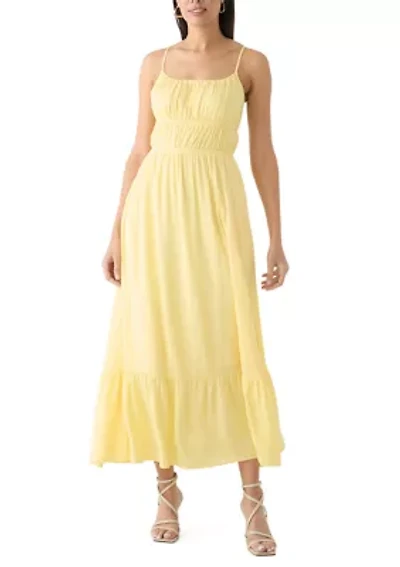 Women's Sleeveless Square Neck Solid Chiffon Dress