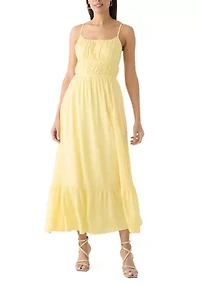 Women's Sleeveless Square Neck Solid Chiffon Dress