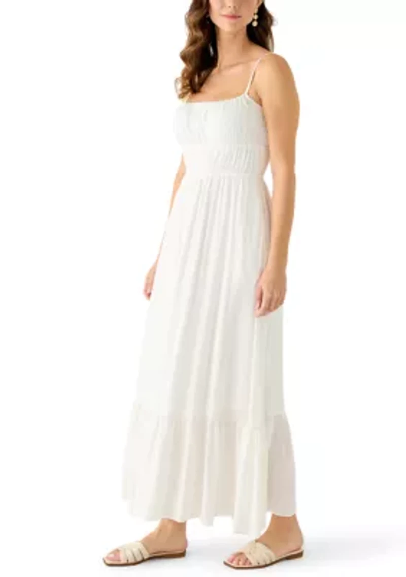 Women's Sleeveless Square Neck Solid Chiffon Dress