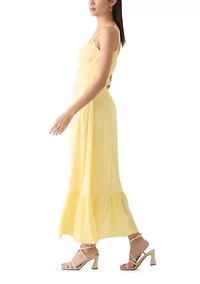 Women's Sleeveless Square Neck Solid Chiffon Dress