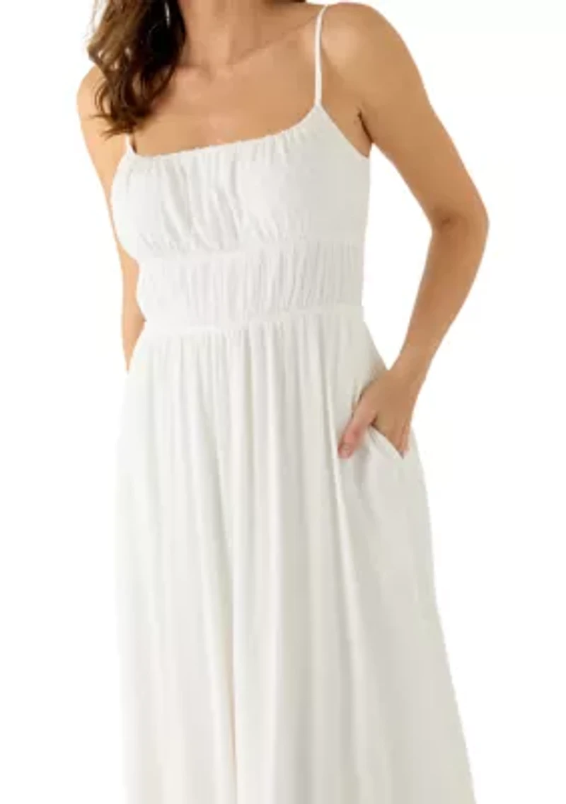 Women's Sleeveless Square Neck Solid Chiffon Dress