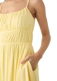 Women's Sleeveless Square Neck Solid Chiffon Dress