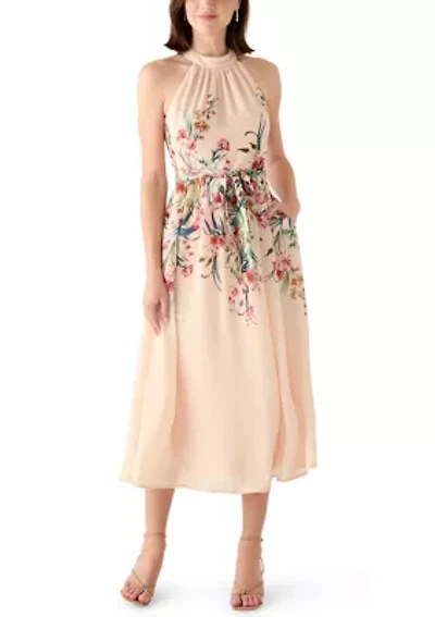 Women's Halter Neck Floral Midi Dress