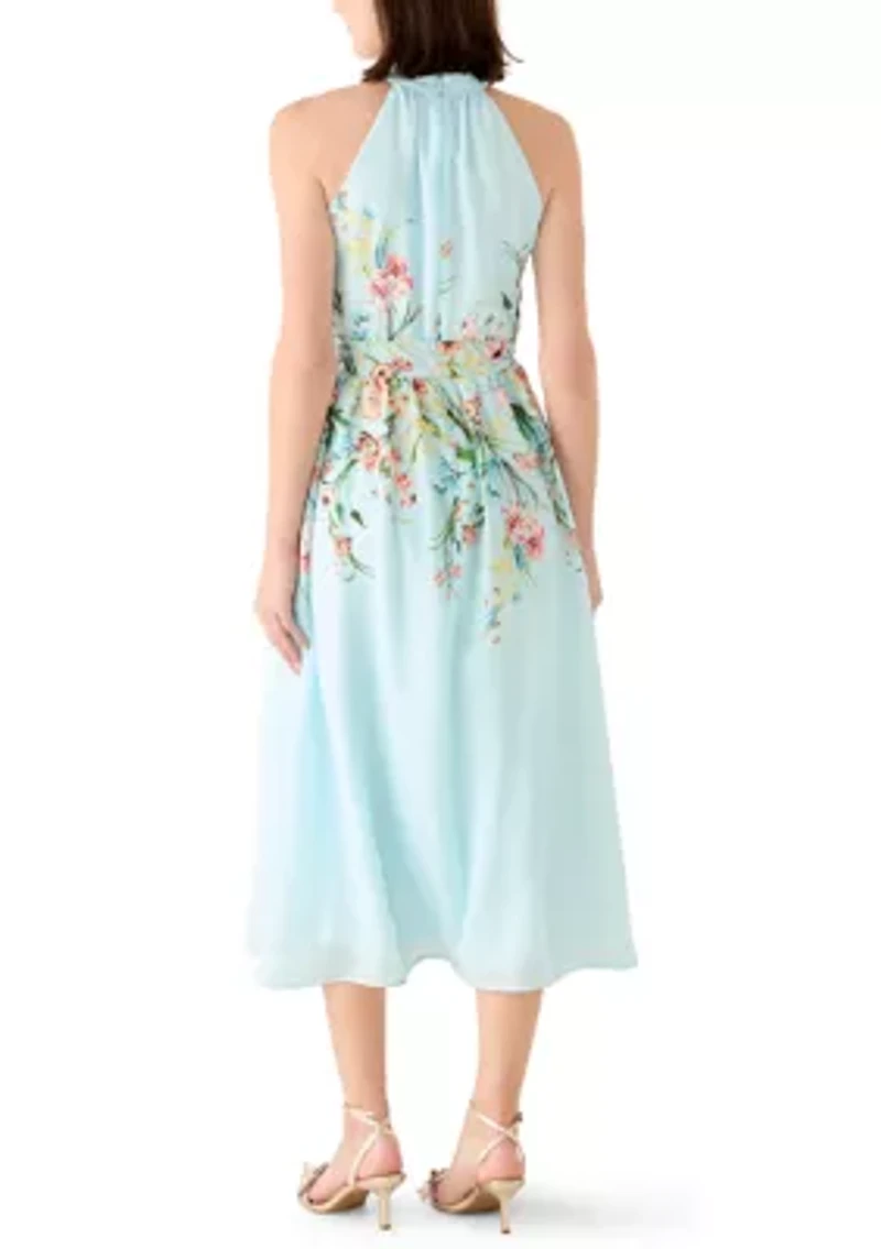 Women's Halter Neck Floral Midi Dress