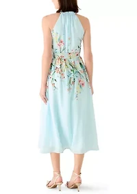 Women's Halter Neck Floral Midi Dress