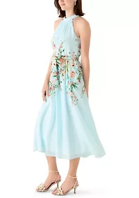Women's Halter Neck Floral Midi Dress