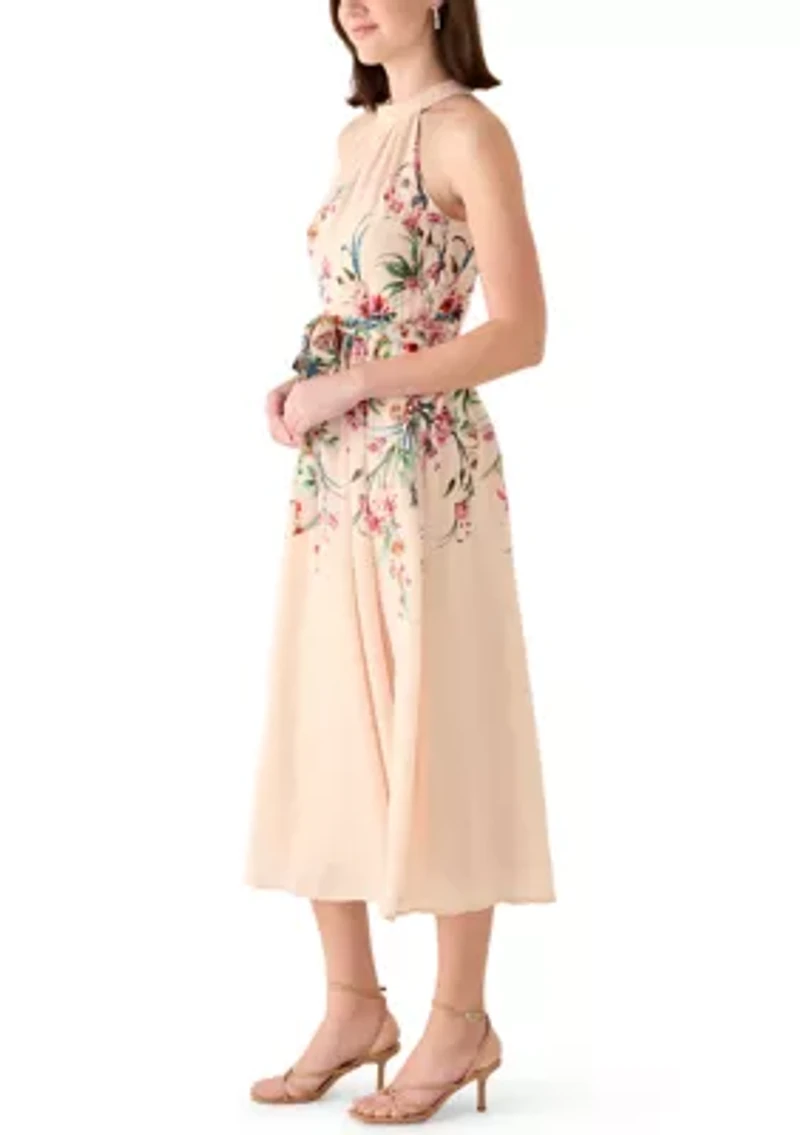 Women's Halter Neck Floral Midi Dress