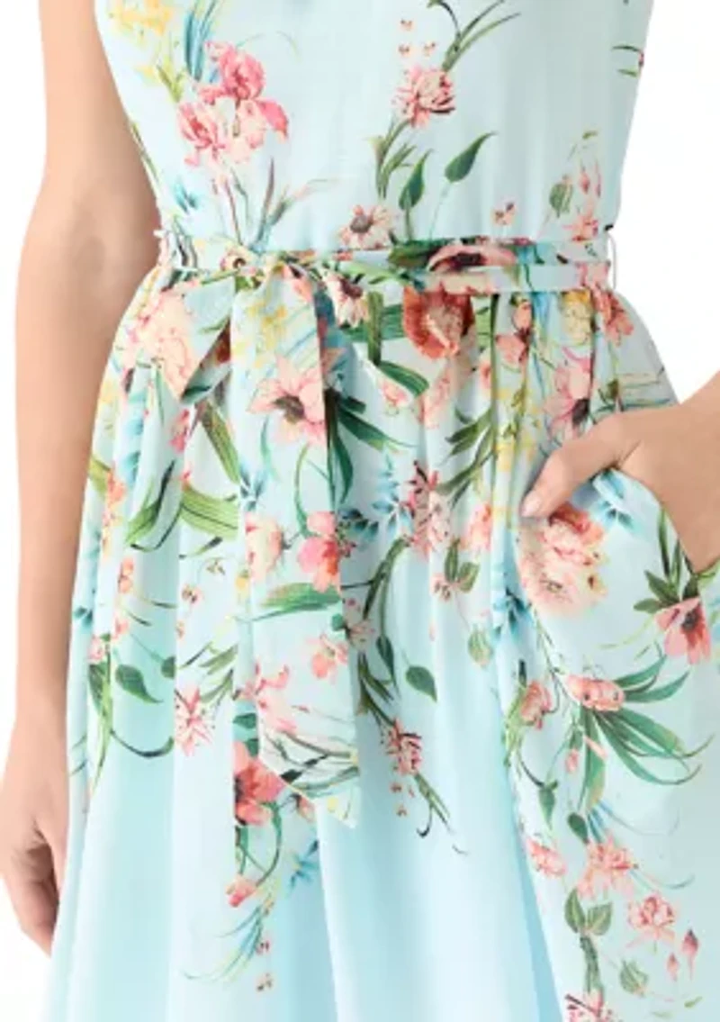 Women's Halter Neck Floral Midi Dress