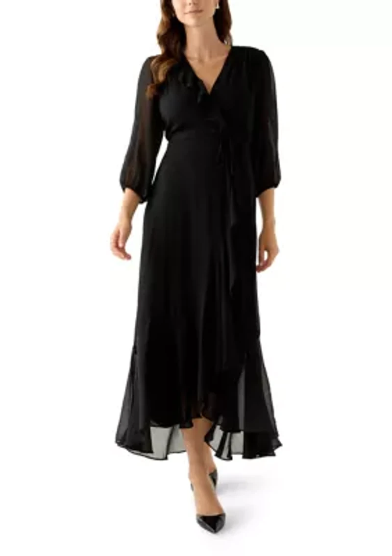 Women's V-Neck Chiffon Maxi Dress