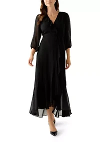 Women's V-Neck Chiffon Maxi Dress