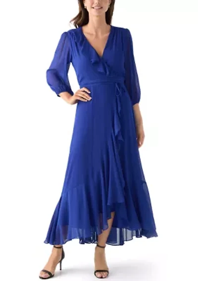 Women's V-Neck Chiffon Maxi Dress