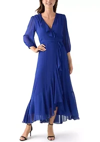 Women's V-Neck Chiffon Maxi Dress