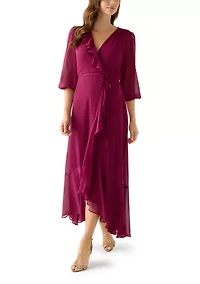 Women's V-Neck Chiffon Maxi Dress