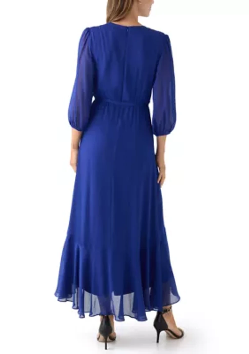 Women's V-Neck Chiffon Maxi Dress