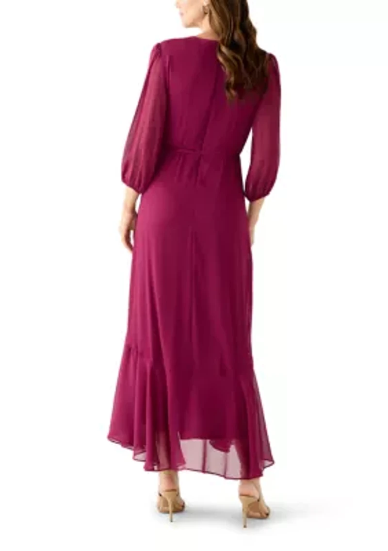 Women's V-Neck Chiffon Maxi Dress