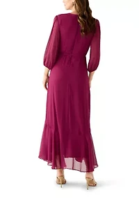 Women's V-Neck Chiffon Maxi Dress