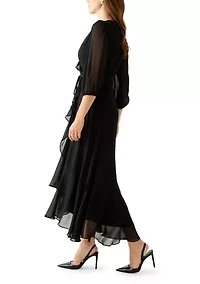 Women's V-Neck Chiffon Maxi Dress