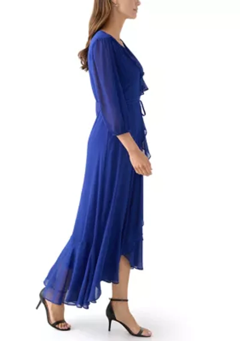 Women's V-Neck Chiffon Maxi Dress