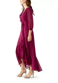 Women's V-Neck Chiffon Maxi Dress