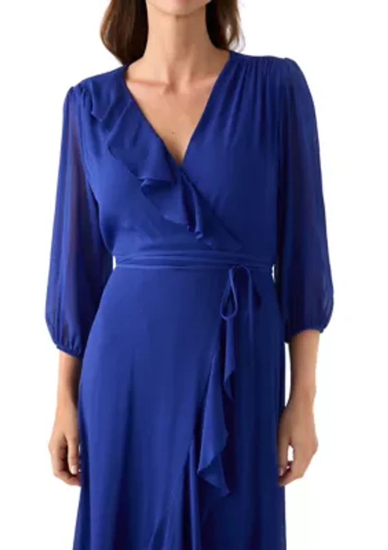 Women's V-Neck Chiffon Maxi Dress