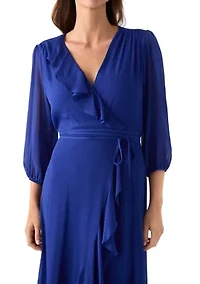 Women's V-Neck Chiffon Maxi Dress