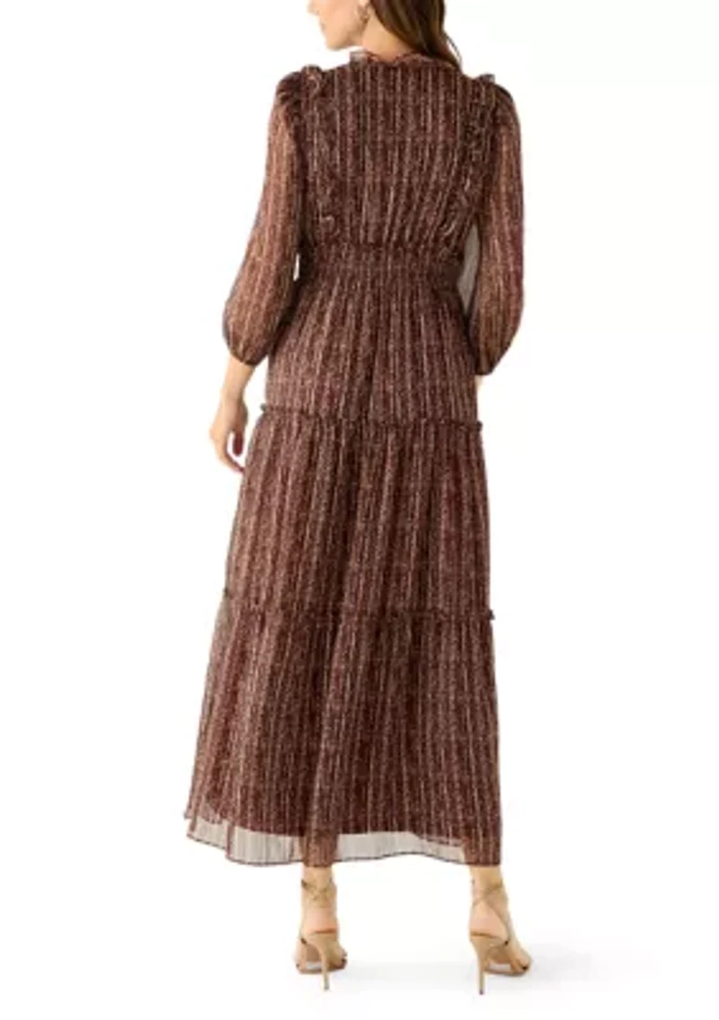 Women's V-Neck Print Chiffon Maxi Dress