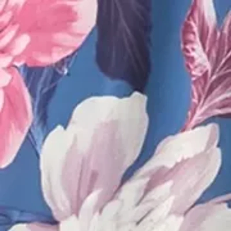 Plus 3/4 Sleeve V-Neck Floral Print Chiffon Maxi Dress